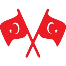 Türk Bayrağı 5 Duvar Dekor Sticker Kırmızı 60 x 40 cm