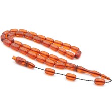 Usta Işi Sistemli Kapsül Kesim Sarı Sıkma Kehribar Tesbih 154