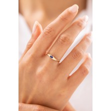 Safir Görünümlü Taşlı 14 Ayar Altın Yüzük