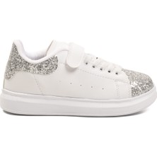 Beyaz Simli Cırtlı Hafif Kız Çocuk Spor Ayakkabı 2540-26K F