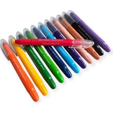 Masis 12 Renk Yıkanabilir Çevirmeli Mum Boya Seti, Plastik Çantalı, Büyük Boy