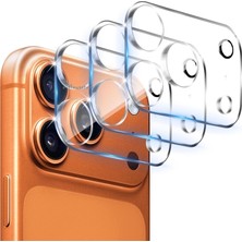 Apple iPhone 17 Pro Max Uyumlu Kamera Koruma Lens Koruyucu Temperli Cam Tam Çerceveli Lens Koruma Şeffaf Renkli