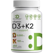 Deal Supplement D3 K2 Softgel, D3 5000 Iu & K2 Mk7, 250 Capsul