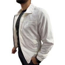 Rayyen Erkek Keten Ceket Cepli Beyaz