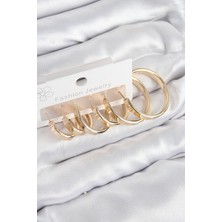 Pirinç Halka Model Gold Renk Kadın Set Küpe