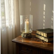 Yansıtmalı Özel Dekoratif Vintage Antika Görünümlü Cam Mumluk – Lüks Altın Kalp Detaylı