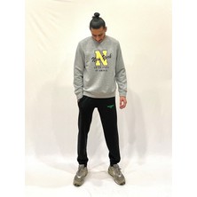 Erkek Bisiklet Yaka Rahat Kalıp 3 Iplik Kalın N Baskılı  Sweatshirt SPR24SW25