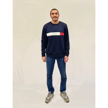 Erkek Bisiklet Yaka Rahat Kalıp 3 Iplik Kalın Garnili Sweatshirt SPR24SW35