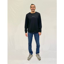 Erkek Bisiklet Yaka Rahat Kalıp 3 Iplik Kalın Orta Brooklyn Nakışlı Sweatshirt SPR24SW34