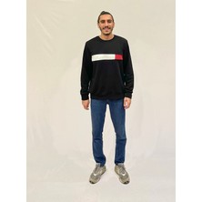 Erkek Bisiklet Yaka Rahat Kalıp 3 Iplik Kalın Garnili Sweatshirt SPR24SW35