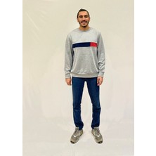 Erkek Bisiklet Yaka Rahat Kalıp 3 Iplik Kalın Garnili Sweatshirt SPR24SW35