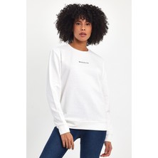 Kadın Bisiklet Yaka Rahat Kalıp 3 Iplik Kalın Orta Brooklyn Nakışlı Sweatshirt SPR24SWK34