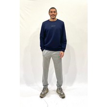 Erkek Bisiklet Yaka Rahat Kalıp 3 Iplik Kalın Orta Brooklyn Nakışlı Sweatshirt SPR24SW34