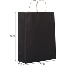 32*41*12 Siyah Kraft Saplı Kağıt Çanta 25 Adet
