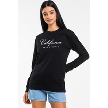 Kadın Bisiklet Yaka Regular Kalıp Ince Californıa  Baskılı Sweatshırt SPR24SWK125