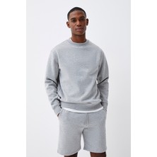 Erkek Bisiklet Yaka Rahat Kalıp 3 Iplik Içi Polarlı Kalın Sweatshirt SPR24SW36