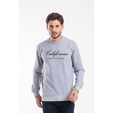 Erkek Bisiklet Yaka Regular Kalıp Ince Californıa  Baskılı Sweatshırt SPR24SW125