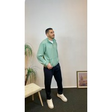 Erkek 3 Iplik Yarım Fermuarlı Kanguru Çepli Sweatshırt SPR24SW22