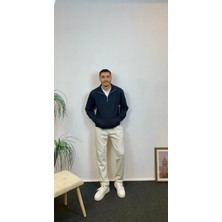 Erkek 3 Iplik Yarım Fermuarlı Kanguru Çepli Sweatshırt SPR24SW22