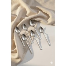 6 Lı Paslanmaz Çelik Yemek Kaşığı Seti Sofra Çatal Kaşık Bıçak 20 cm