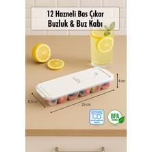 12 Hazneli Bas Çıkar Buzluk & Buz Kabı Mavi