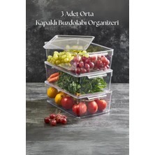 3 Lü Kapaklı Buzdolabı Organizeri & Buzdolabı Düzenleyici 4,5 Lt