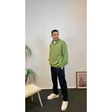 Erkek 3 Iplik Yarım Fermuarlı Kanguru Çepli Sweatshırt SPR24SW22