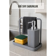 Havluluklu Sıvı Sabunluk & Havlu Asma Aparatlı Sıvı Sabunluk Gri 400 ml