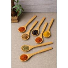 6 Lı Ahşap Küçük Baharat Kaşığı 13 cm