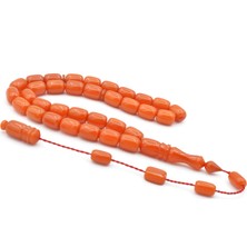 Usta Işi Sistemli Kapsül Kesim Turuncu Sıkma Kehribar Tesbih 092