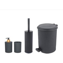 Omnipazar ELF-N522 Nostalji 4'lü Çöp Kovalı Wc Fırçalı Banyo Seti