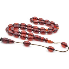 Usta Işi Sistemli Arpa Kesim Turuncu Sıkma Kehribar Tesbih 053