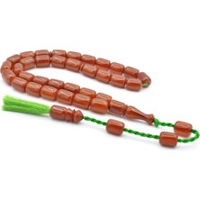 Usta Işi Sistemli Kapsül Kesim Sarı Sıkma Kehribar Tesbih 066