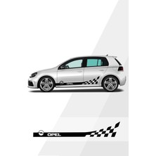 Opel Damalı Yan Şerit Sağ Sol Siyah