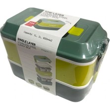 Vagonlife Çelik Yemek Kabı 2 Katlı Lunch Box 1200ML - VGN6744 Yeşil