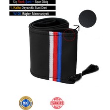 Mini One Özel Süper Deri Direksiyon Kılıfı, Üç Renk Şeritli Spor Dikiş