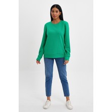 Kadın Bisiklet Yaka Rahat Kalıp 3 Iplik Içi Polarlı Kalın Sweatshirt SPR24SWK36