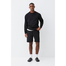 Erkek Bisiklet Yaka Rahat Kalıp 3 Iplik Içi Polarlı Kalın Sweatshirt SPR25SW36