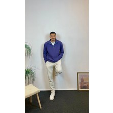 Erkek 3 Iplik Yarım Fermuarlı Kanguru Çepli Sweatshırt SPR24SW22