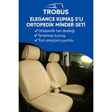 Renault Megane 2 2002-2008 Sedan Hatchback Trobus Elegance Ortopedik Araç Koltuk Minderi 5'li Set, Hava Yastığı Uyumlu Bej