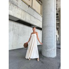 Dantelli Askılı Keten Elbise S4310