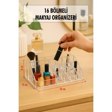 Şeffaf 16 Bölmeli Makyaj Organizeri Düzenleyici 12×22×8 cm