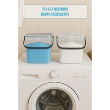 2 Li Multibox Deterjanlık Kutusu & Banyo Düzenleyici & Saklama Kutusu 6 Lt Şeffaf