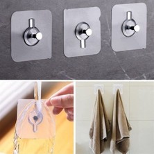 4 Adet Askı Delgisiz Vidalı Yapışkanlı Süper Güçlü Raf Tutucu Çok Amaçlı Askı Şeffaf