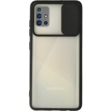 Zengezur Newface Samsung Galaxy A71 Kılıf Palm Buzlu Kamera Sürgülü Silikon - Siyah
