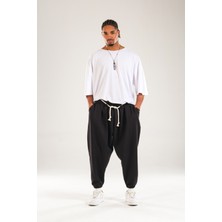 Cocopelli Erkek Halat Kemerli Pileli Siyah Jogger Pantolon COC1130
