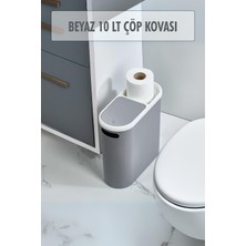 Bemy Çarşı Gri Kapaklı Wc Kağıtlıklı Çöp Kovası & Ofis Çöp Kovası 10 Lt