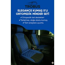 Renault Clio Symbol 2013 ve Sonrası Trobus Elegance Ortopedik Araç Koltuk Minderi 5'li Set, Hava Yastığı Uyumlu Mavi Siyah