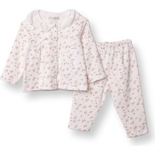 Hellobaby Kız Bebek Uzun Kol Pijama Takımı Interlok Bebe Yaka Uzun Kol Reçme Paça