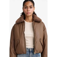 DeFacto Su İtici Regular Fit Polo Yaka Suni Deri Mont F2813AX25WN